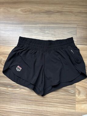 Lululemon Womens Black Running Shorts Size 12 Lined Athletic Zip Pocket